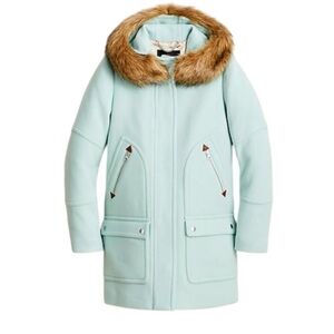 J Crew Italian Stadium Winter Coat Tiffany Blue 6P